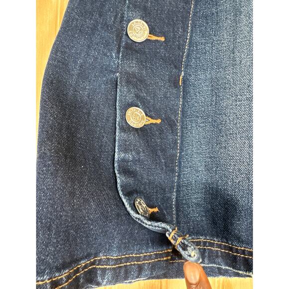 Current/Elliott Sailor Denim Mini Skirt Size 27 Blue Cotton Buttons Zip Back Y2K - Picture 3 of 6